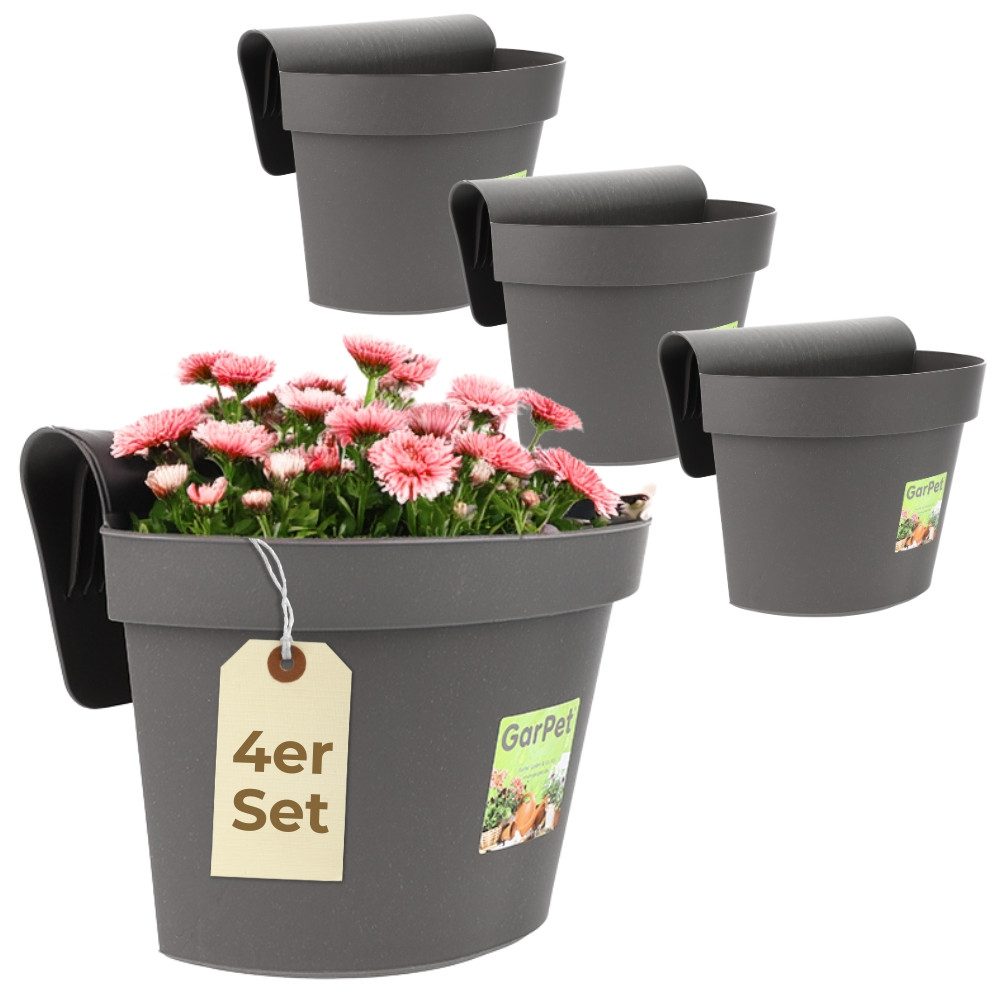 GarPet Balkonkasten 4er Set Geländertopf Balkon Wasserspeicher Blumentopf Zaun Balkontopf
