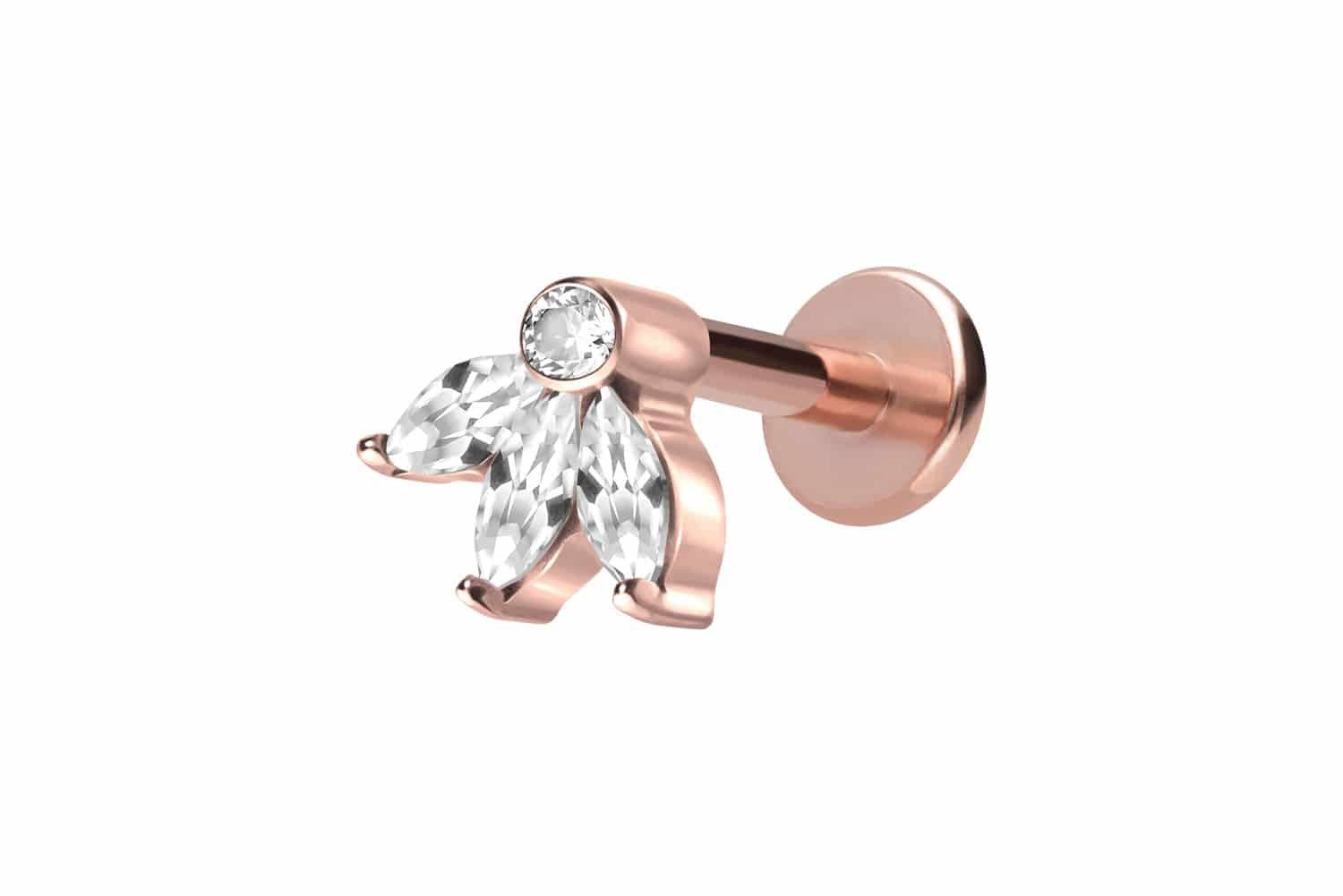 Piercing-Set Titan Labret mit Innengewinde LOTUSBLÜTE