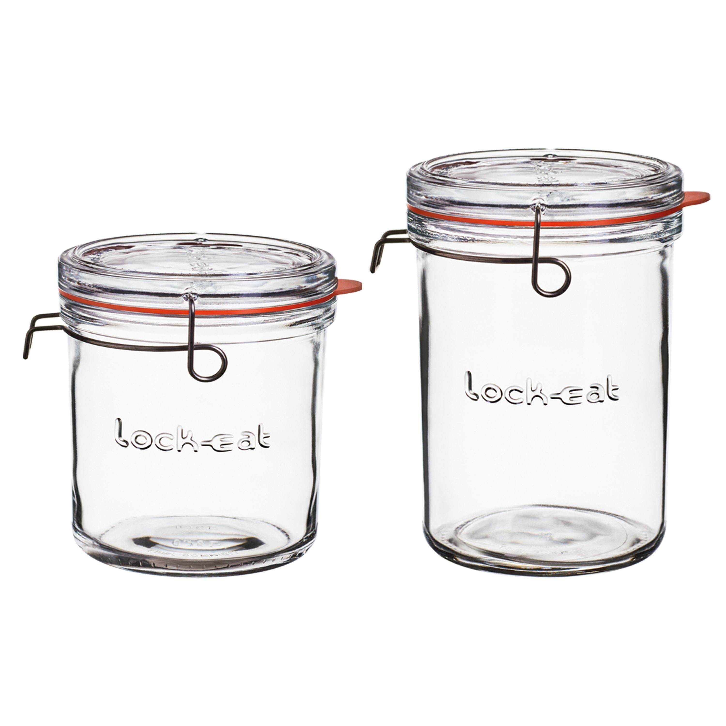 Luigi Bormioli Vorratsglas 2er mit + Deckel Lock-Eat 1,0L, Set 0,75L - Glas Einmachgläser