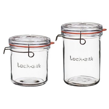 Luigi Bormioli Vorratsglas 2er Set Lock-Eat Einmachgläser mit Deckel - 0,75L + 1,0L, Glas