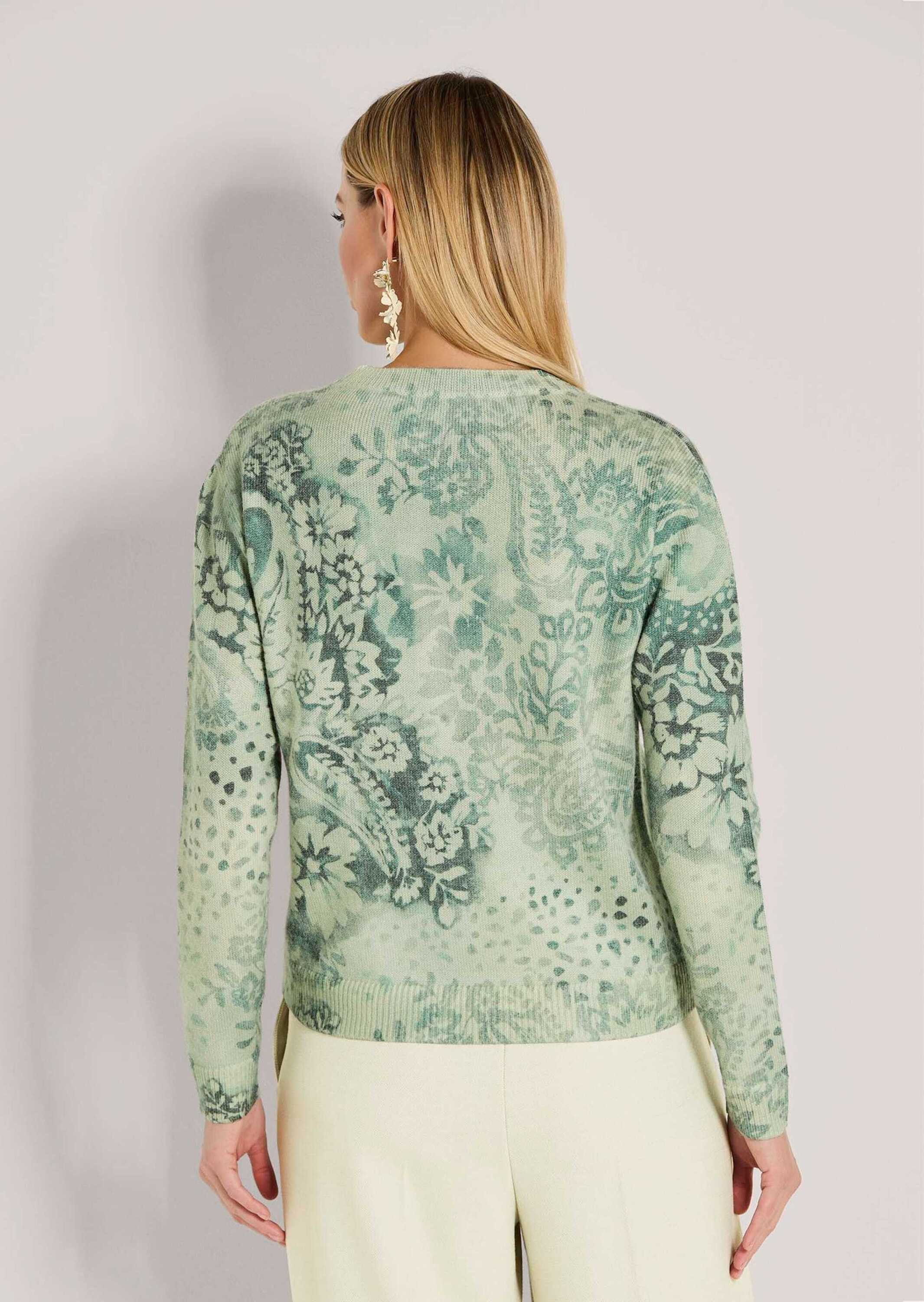 MADELEINE Strickpullover Stilvoller Printpullover mit floralem Muster Herbstsweater mit All-Over-Print, Rundhals und Langarm