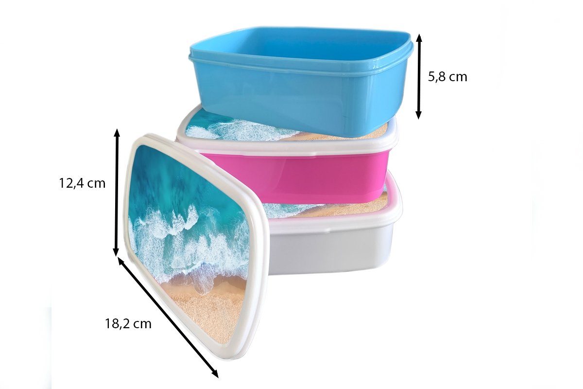 und für Kinder Brotbox für Erwachsene, Meer, MuchoWow - Mädchen und (2-tlg), Wasser weiß - Jungs Lunchbox Kunststoff, Brotdose, Strand