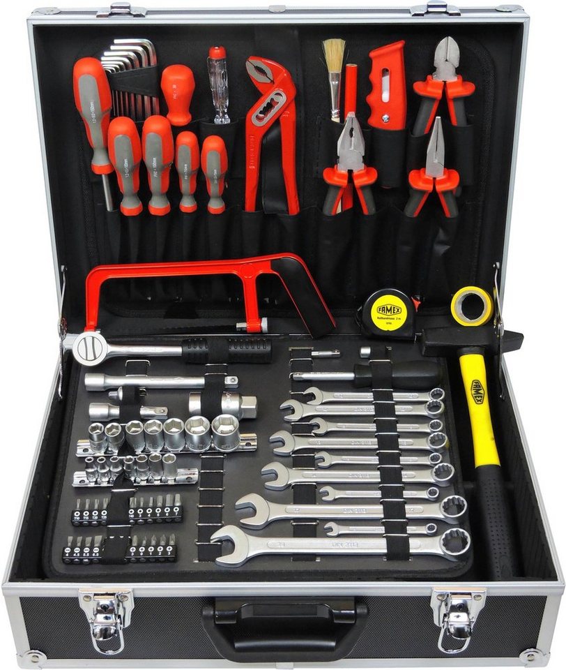 FAMEX Werkzeugset 759-63, 125-tlg., Werkzeugkoffer mit Werkzeug
