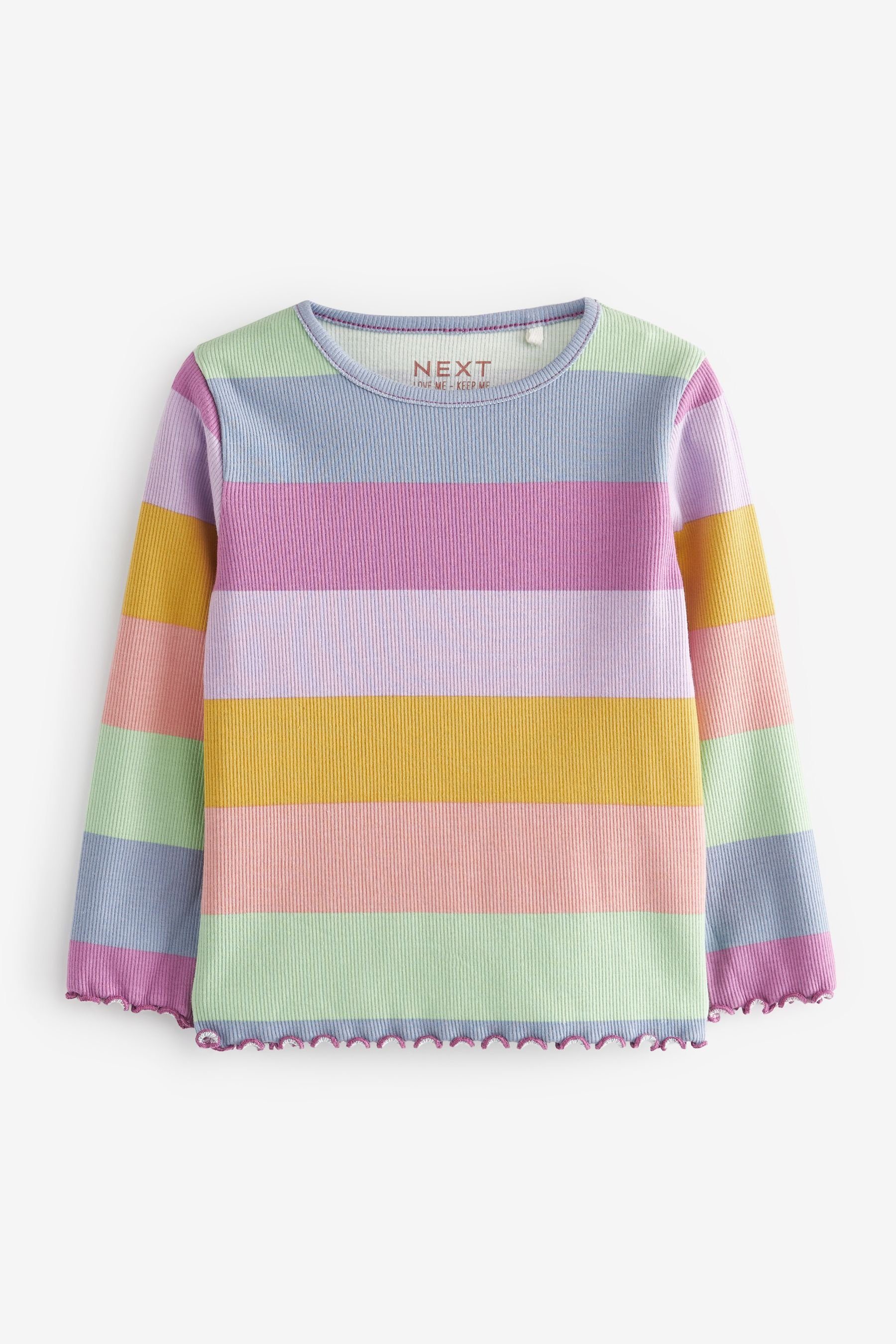 Next Langarmshirt stripe Rainbow Feinripp-Shirt Langärmeliges (1-tlg)