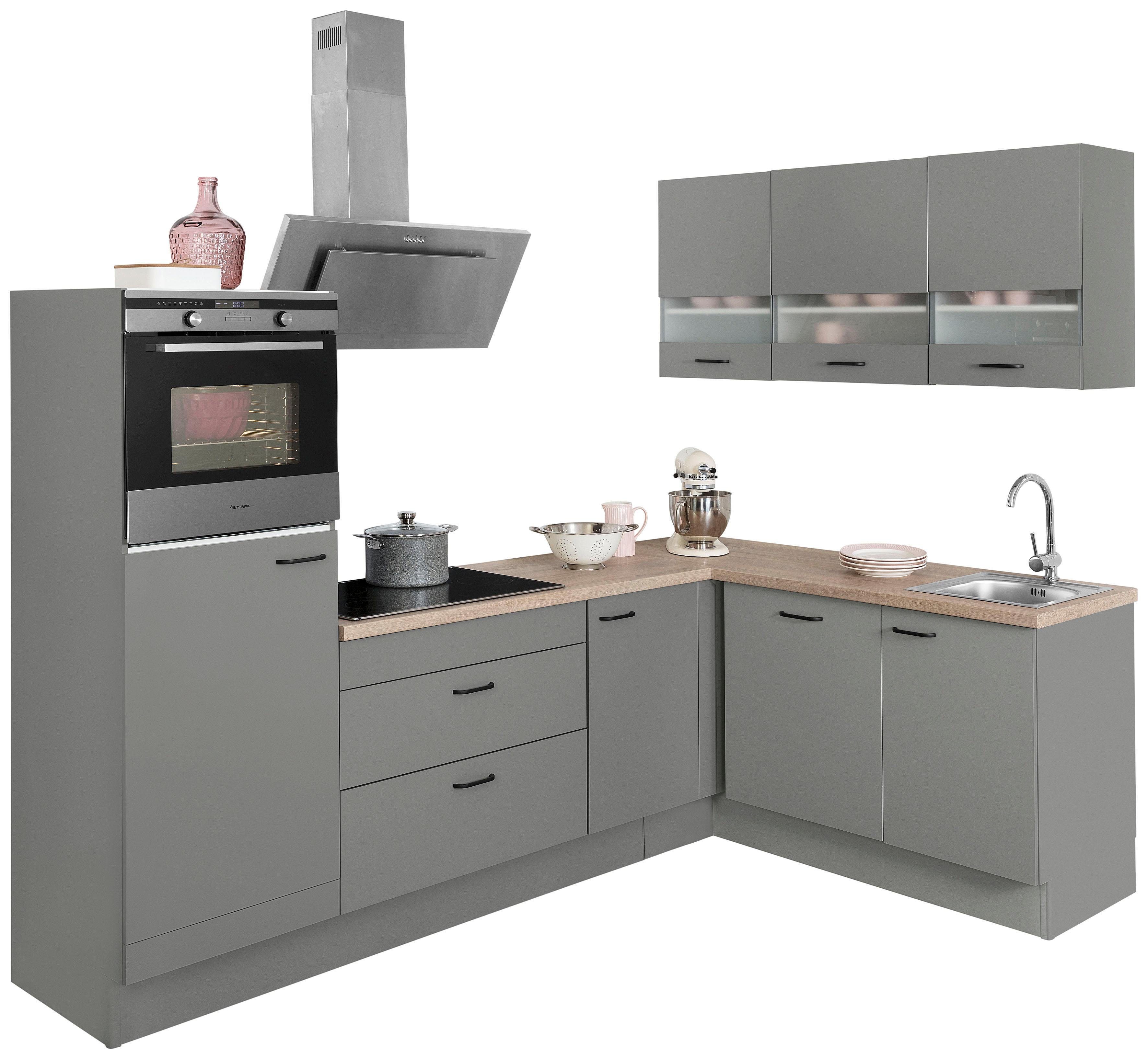 OPTIFIT Winkelküche Elga, Soft-Close-Funktion, höhenverstellbaren Füßen, Stellbreite 265 x 175cm