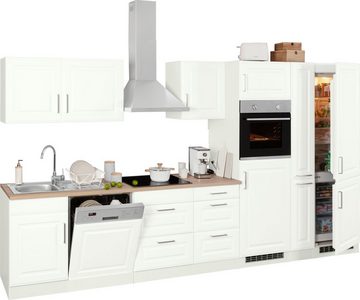 HELD MÖBEL Küchenzeile Stockholm, Breite 370 cm, mit hochwertigen MDF Fronten im Landhaus-Stil