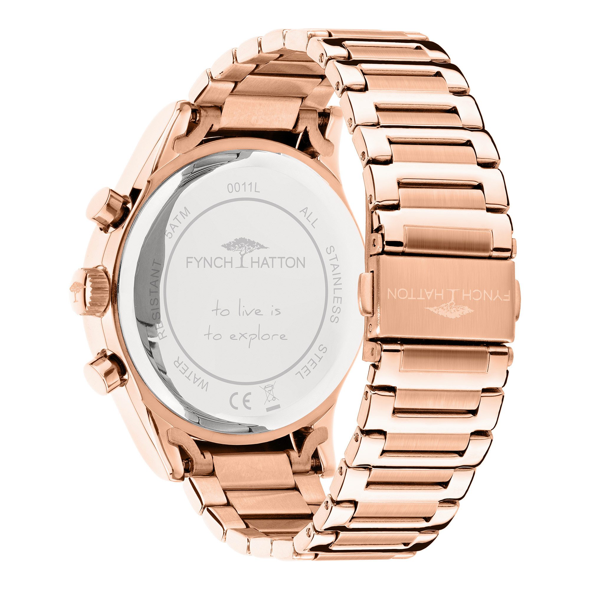 FYNCH-HATTON Chronograph FHT-0011-MC, Quarzuhr, Armbanduhr, Damenuhr, Edelstahlarmband, analog