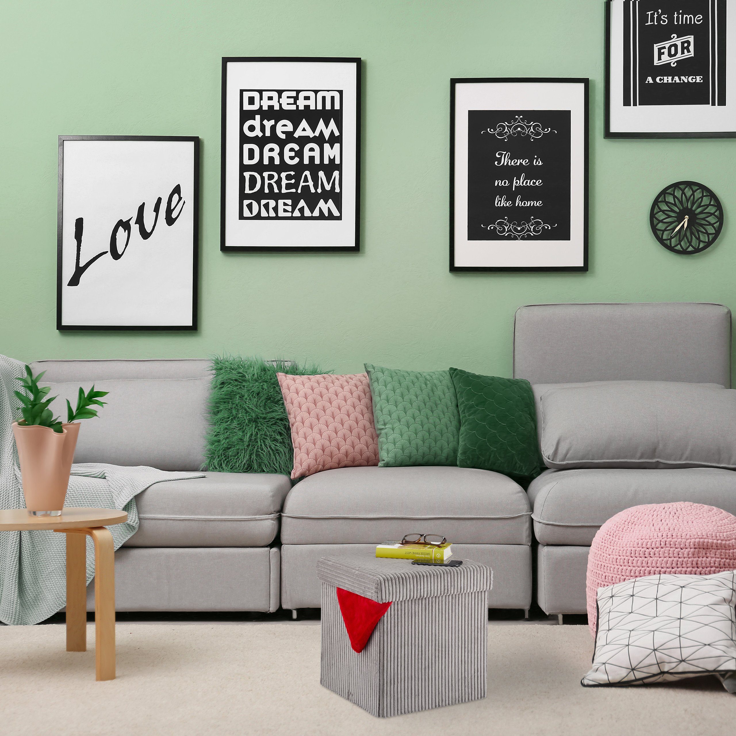 relaxdays Sitzwürfel faltbar Samt, grau