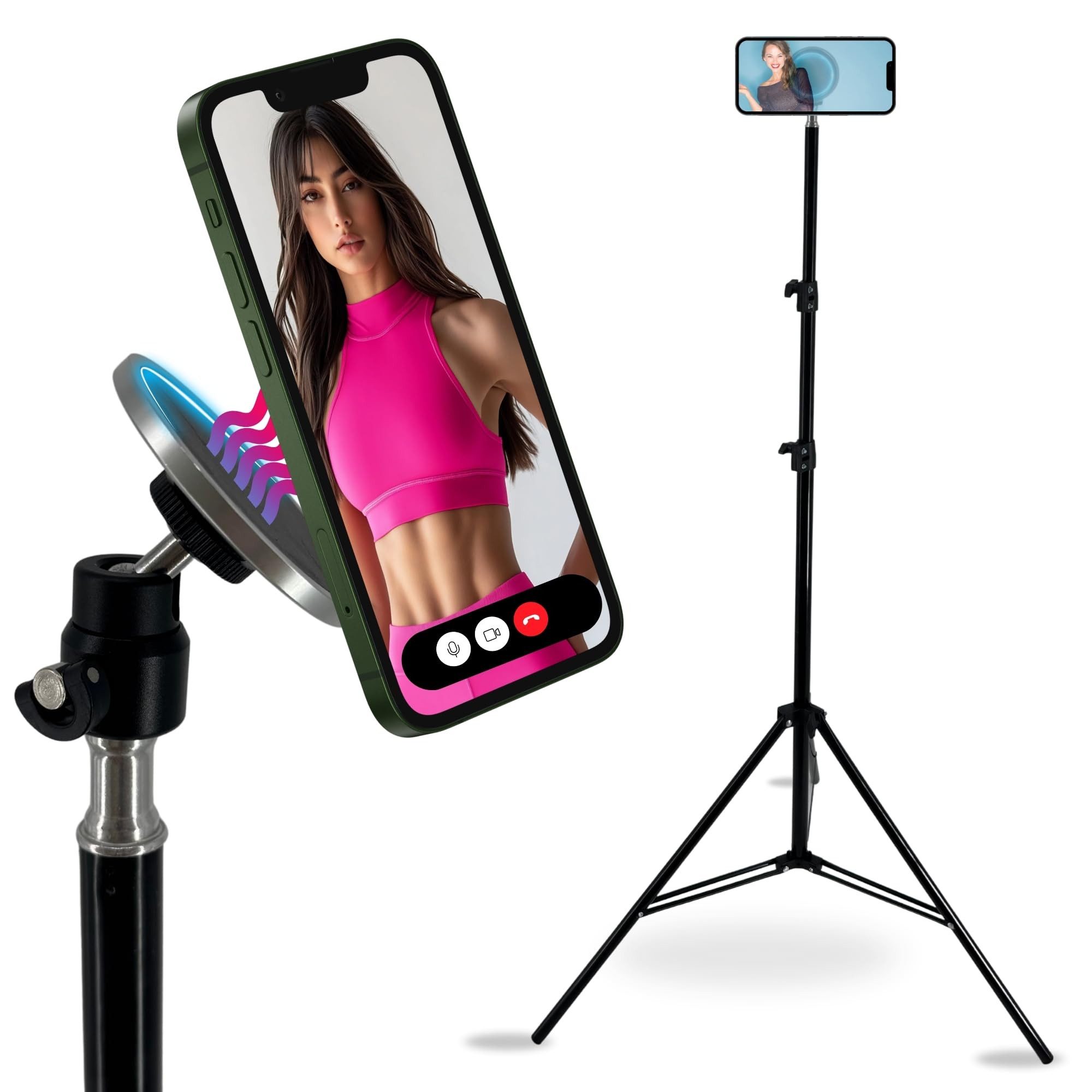 TronicXL Handy Stativ 210cm groß mit Magnet für Apple Magsafe iPhone Samsung Dreibeinstativ (Smartphone Tripod Kamerastativ hoch)