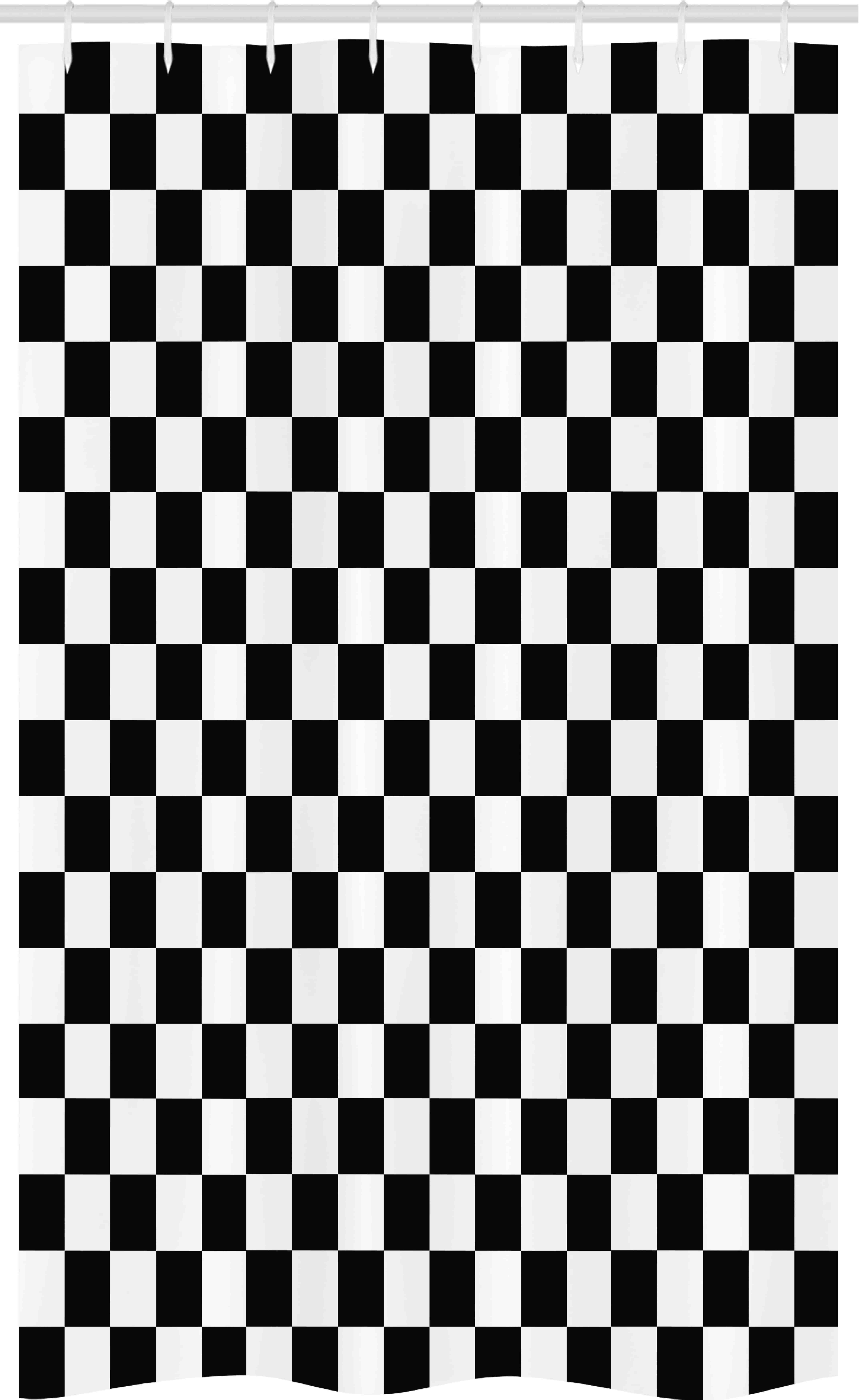 Abakuhaus Duschvorhang Badezimmer Deko Set aus Stoff mit Haken Breite 120 cm, Höhe 180 cm, Checkers Spiel Klassisches Spielbrett