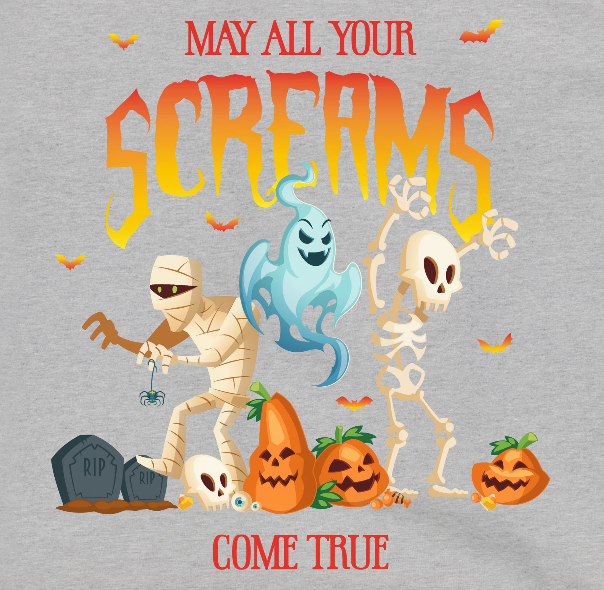 Shirtracer Hoodie Geist für Kinder Kostüme Gespenst Zombie Halloween meliert Skelett Grau 2