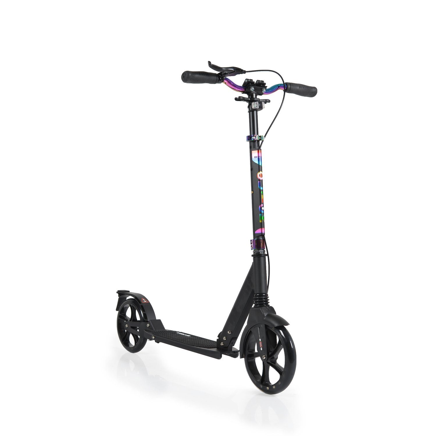Byox Cityroller Kinderroller Quick klappbar, Handbremse, Seitenständer, LED-Scheinwerfer