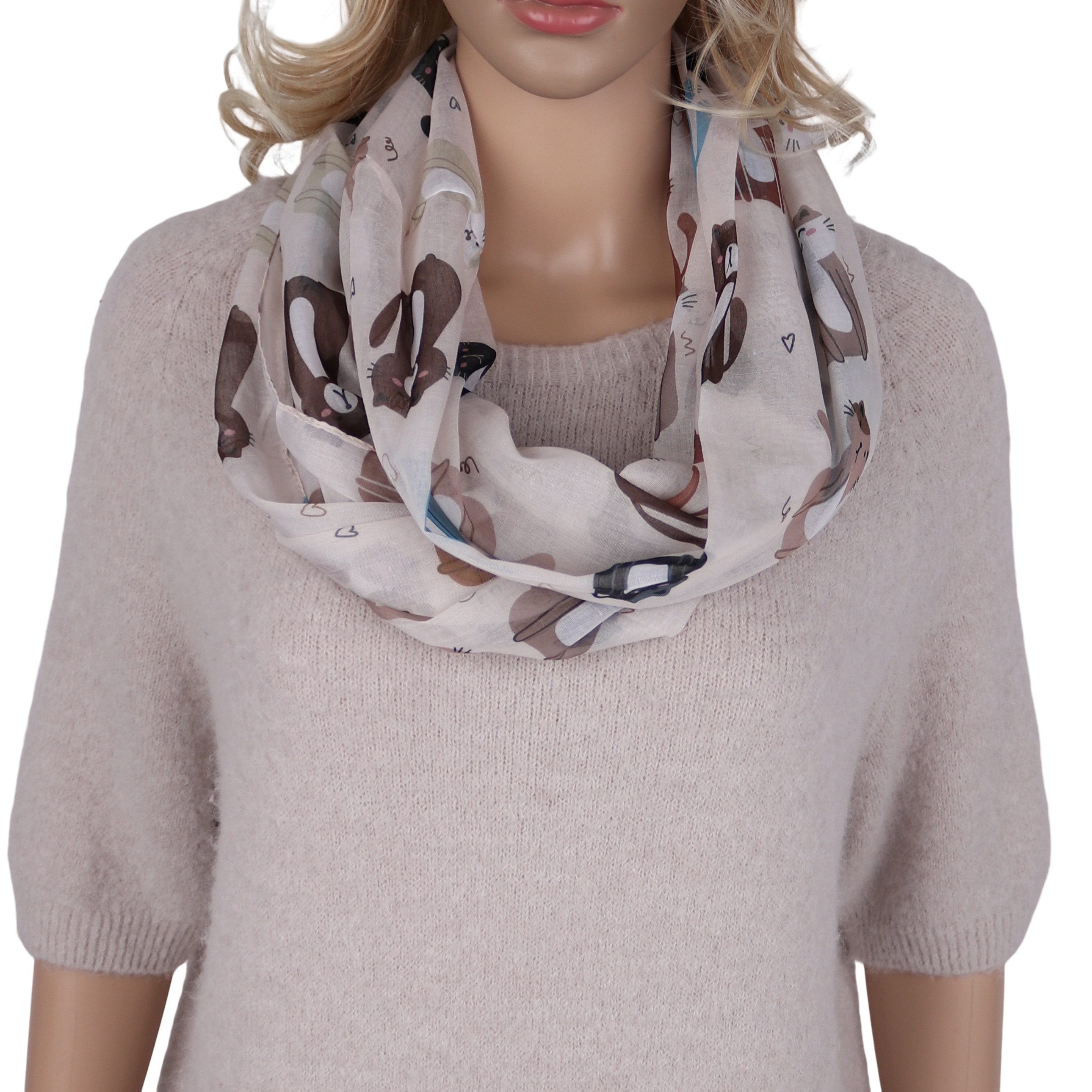 MIRROSI Loop Damen Schal mit Tollem Muster Weich aus 100% Viskose, Schlauchschal, (ca.160x48cm, zweimal um den Hals wickelbar), Damen Halstuch Stola ideal für Frühling,Sommer, Herbst