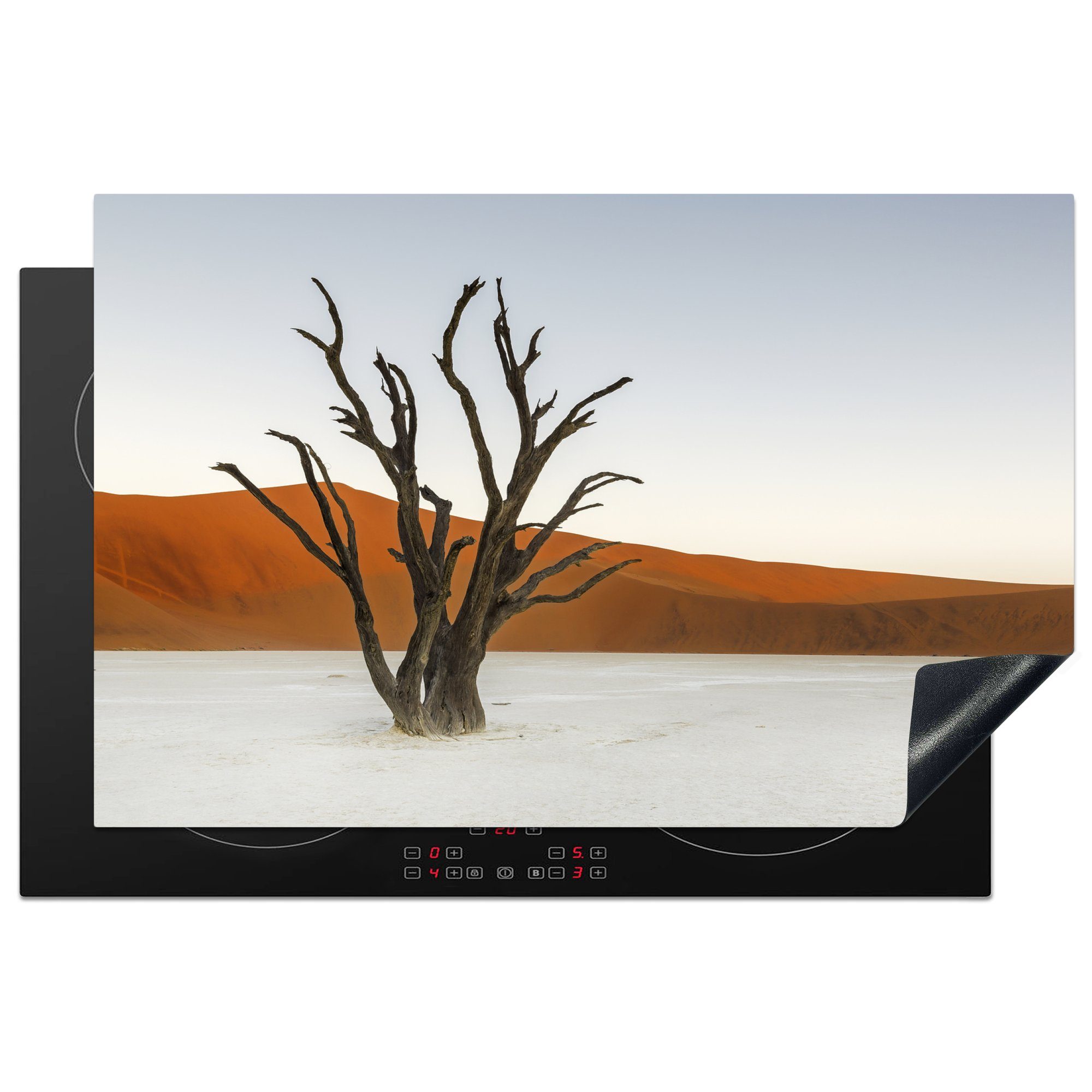MuchoWow Herdblende-/Abdeckplatte Einzelner Baum in der Namib-Wüste, Vinyl, (1 tlg), 81x52 cm, Induktionskochfeld Schutz für die küche, Ceranfeldabdeckung