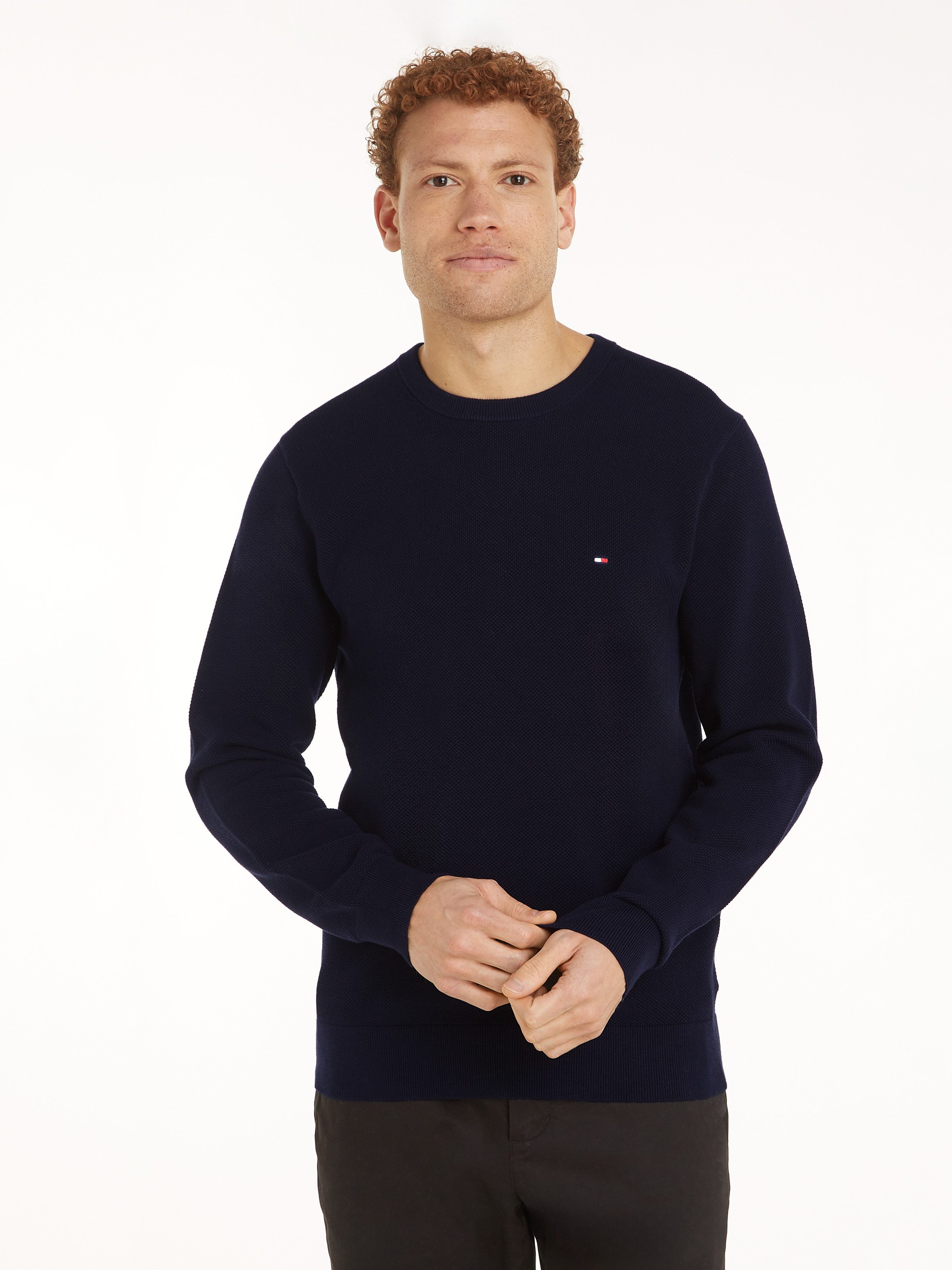 Tommy Hilfiger Rundhalspullover ESSENTIAL STRUCTURE CREW NECK mit Struktur günstig online kaufen