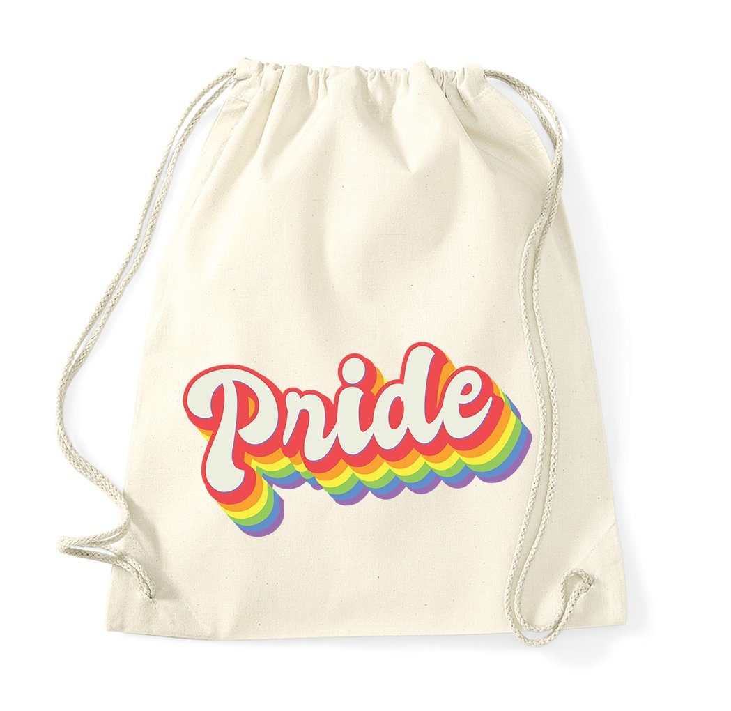 Youth Designz Turnbeutel PRIDE Baumwolle Tasche, mit trendigem Logo Aufdruck Beige