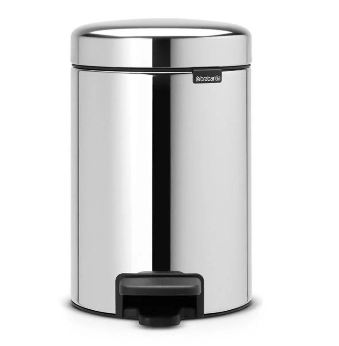 Brabantia Mülleimer Tret Abfalleimer NewIcon, Geruchsfrei chrom 3 l, Mit Leise, Soft-Close-Deckel, Kunststoffeinsatz