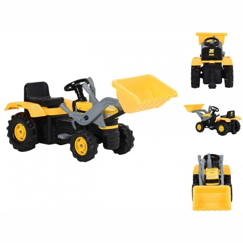 vidaXL Tretfahrzeug Trettraktor mit Bagger für Kinder Gelb und Schwarz