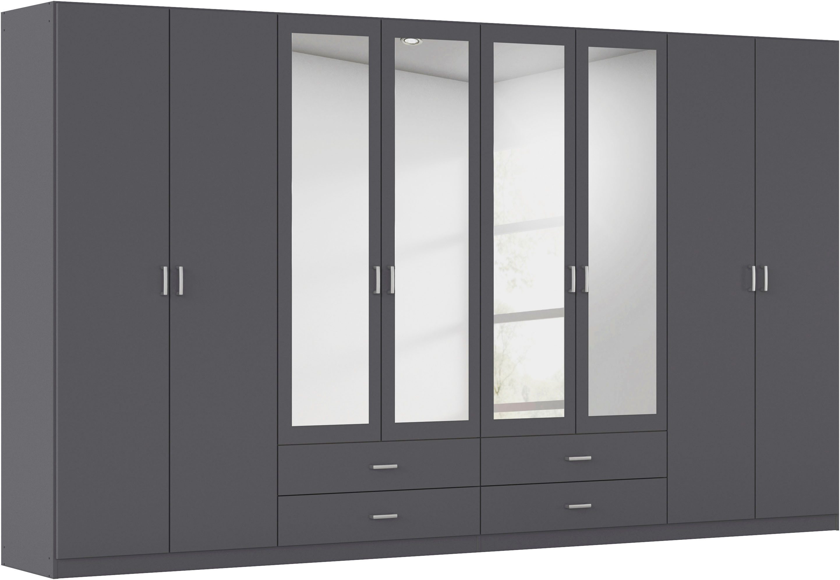 rauch Kleiderschrank Schrank Garderobe Ankleide GAMMA Breiten 91/136/181/226/271/315/360 cm (in 3 Ausstattungen BASIC/CLASSIC/PREMIUM (inkl. SOFT-CLOSE-Funktion) verschiedene Griff-Varianten, mit Spiegel TOPSELLER MADE IN GERMANY