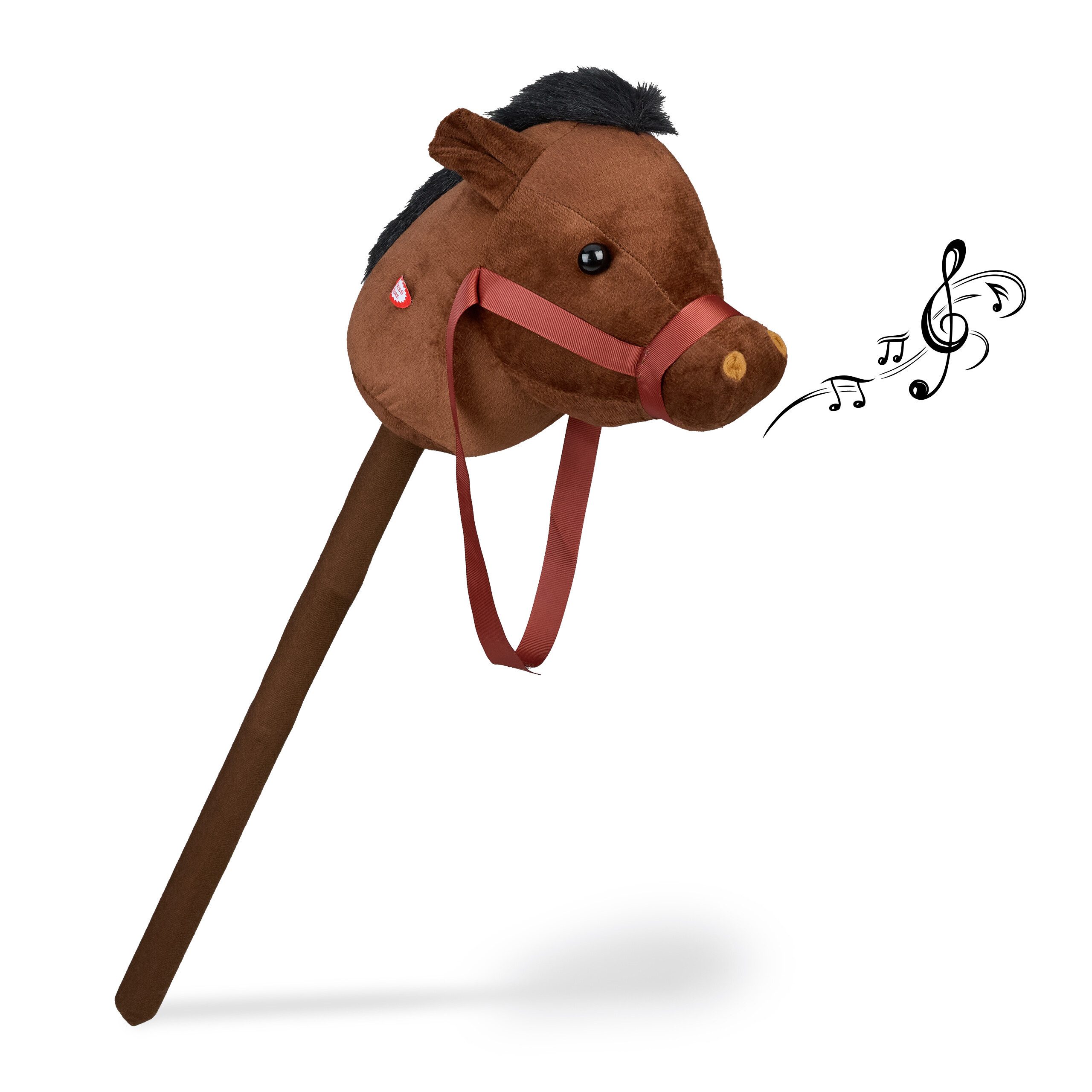 relaxdays Steckenpferd mit Sound, (1-tlg), dunkelbraun