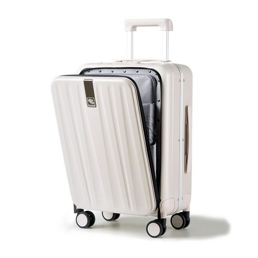 *KOFFER-BARON* Hartschalen-Trolley Handgepäckkoffer mit Laptopfach, TSA Premium Policarbonat, weiss