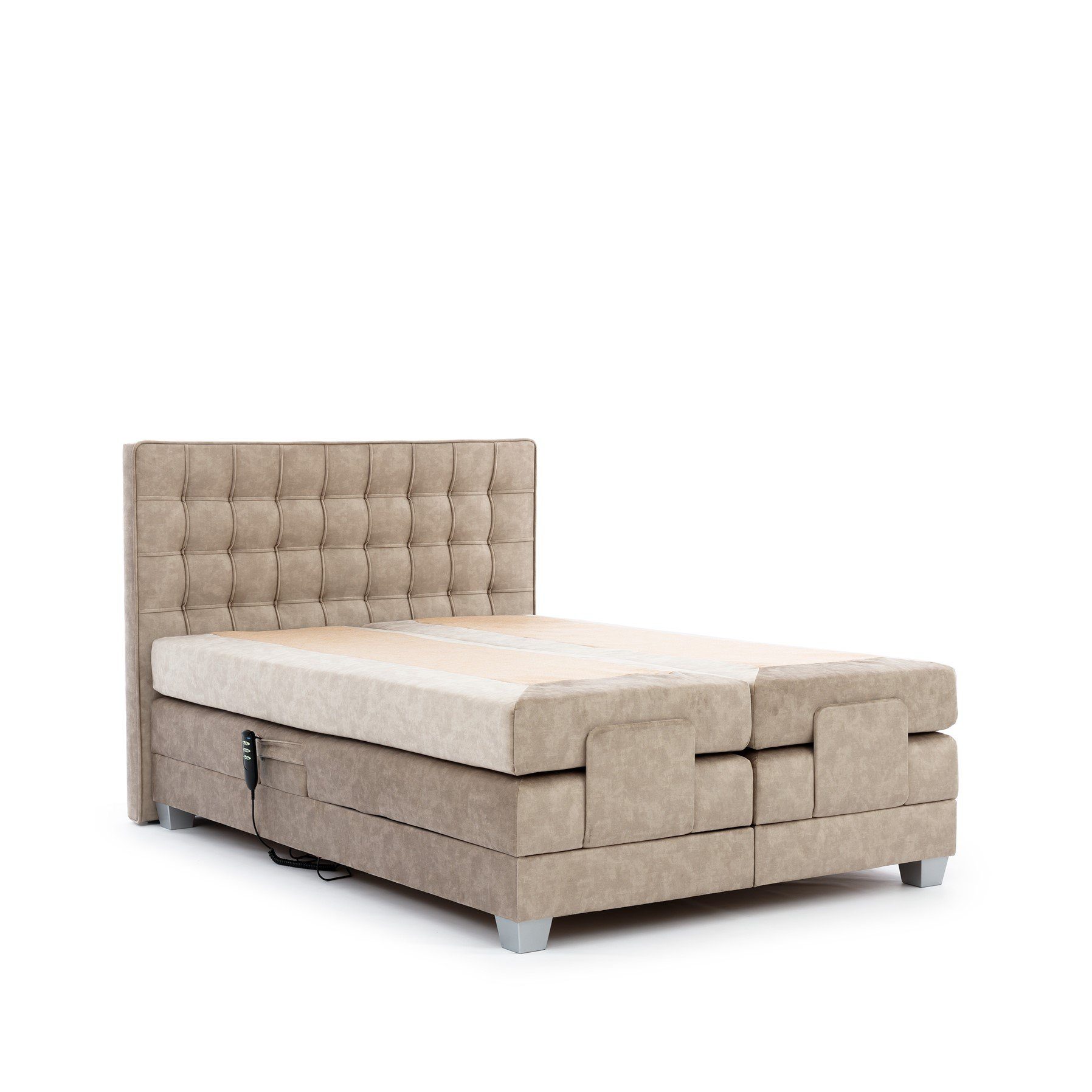 Fun Möbel Boxspringbett Boxspringbett Schlafzimmerbett MAXIMA Elektrisch in Stoff (inkl. Viscoschaumtopper), Kopf- und Fußbereich elektrisch verstellbar