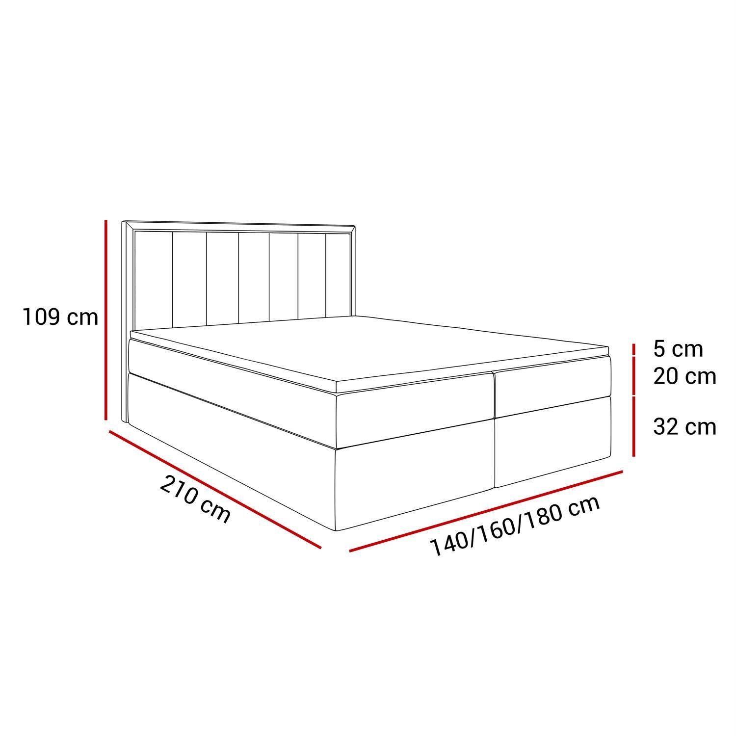 Lookway Boxspringbett AURELIA mit Bettkästen und Topper, 140/160/180x200, mit Bettkasten und Topper – Bild 5 von 5