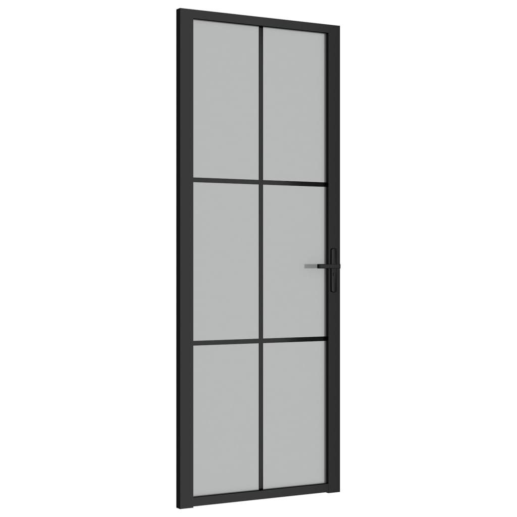 vidaXL Zimmertür 76 x 2015 cm Innentür 76x201,5 cm Schwarz Mattglas und Aluminium Glast