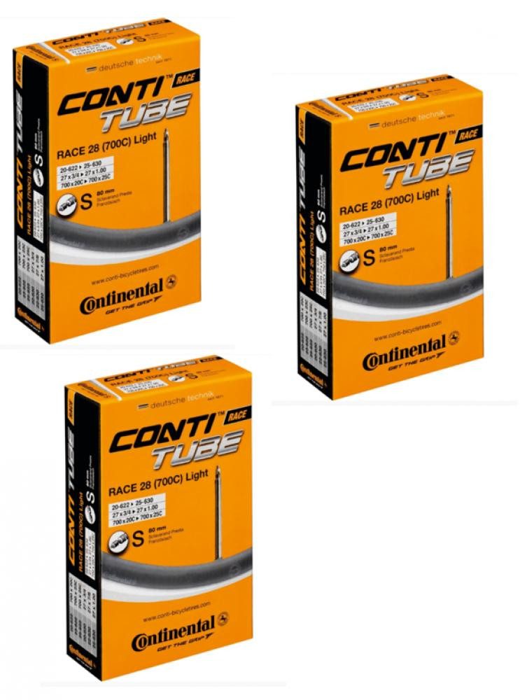 Fahrradschlauch Continental 3 x Schlauch Conti Race 28\" 700x20/25C 18/25-622/630 SV 8