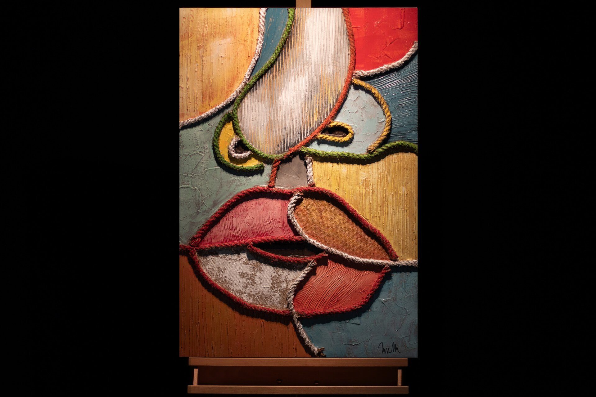 100% Blow Wandbild Kiss Leinwandbild Gemälde 60x90 a Wohnzimmer cm, me HANDGEMALT KUNSTLOFT