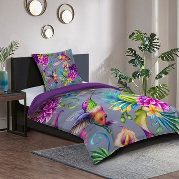 Bettwäsche Kolibri 135x200 cm, Bettbezug und Kissenbezug, Sanilo, Baumwolle, 4 teilig, Reißverschluss