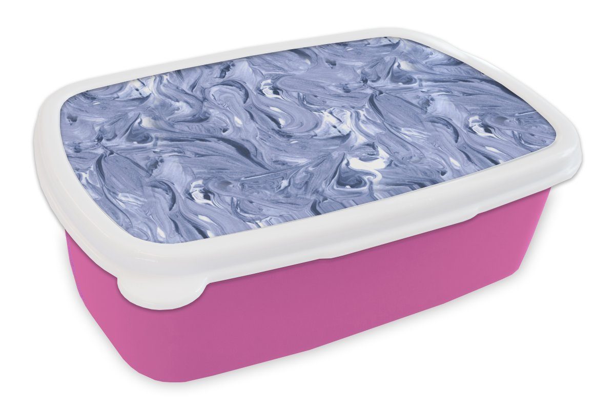 MuchoWow Lunchbox Blau - Farbe - Marmor - Muster, Kunststoff, (2-tlg), Brotbox für Erwachsene, Brotdose Kinder, Snackbox, Mädchen, Kunststoff rosa
