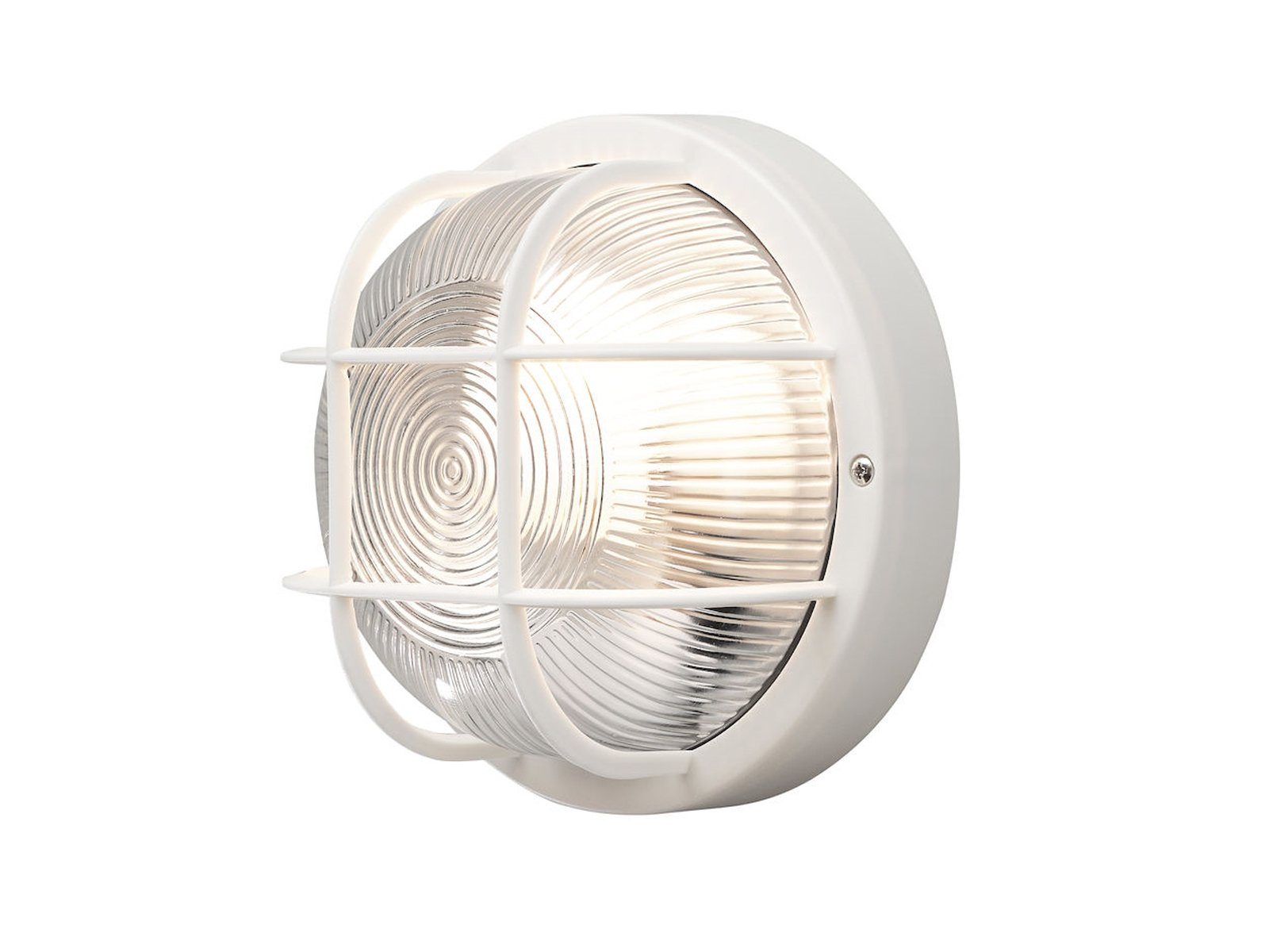 KONSTSMIDE LED Außen-Wandleuchte, LED wechselbar, Warmweiß, Kellerleuchte, Fassadenbeleuchtung Haus-wand beleuchten, Weiß Ø 18,5cm