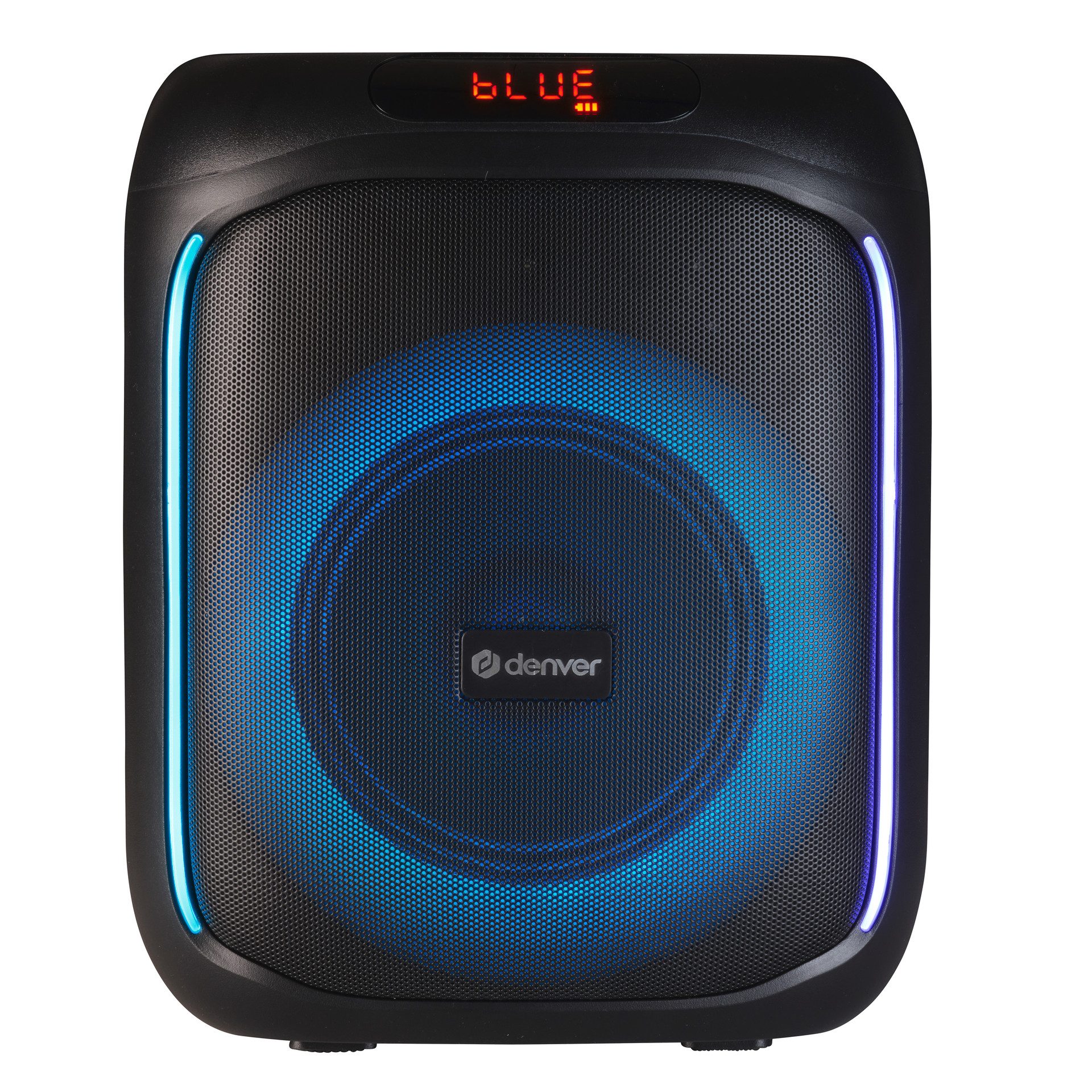 Denver BPS-165 mit LED Party-Lautsprecher (Bluetooth, 20 W, 20 W RMS, kabelgebundenes Mikrofon inklusive, USB, microSD-Steckplatz)