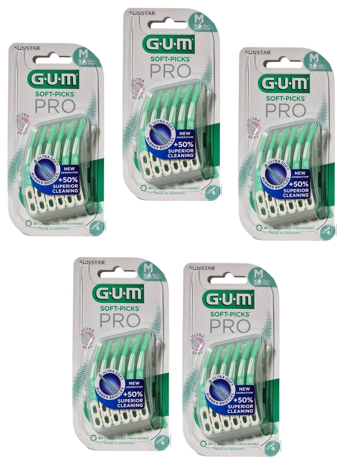 GUM Zahnseide-Stick 5x GUM Soft-Picks Pro Medium 5x 30 Stück