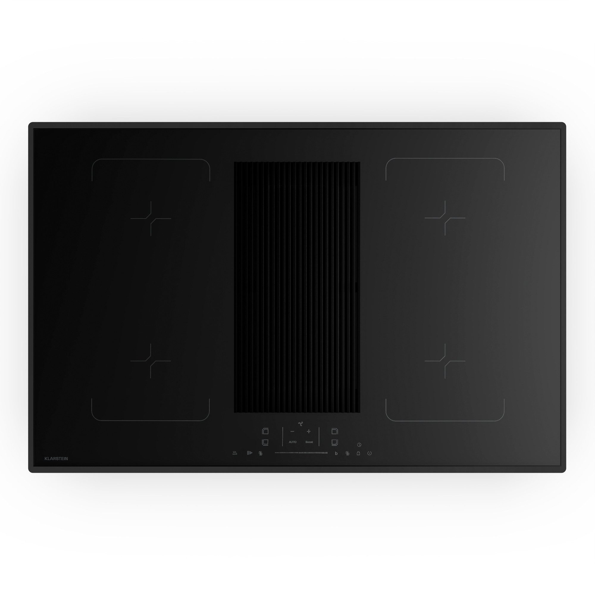 Klarstein Induktions-Kochfeld R474FF-S4-80 R474FF-S4-80, Induktionskochfeld mit Dunstabzug 4 Zonen 2 Flex 80cm Touch