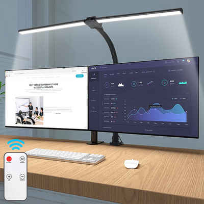 Sunicol LED Tischleuchte 24W Tischlampe Leselampe, 360° Flexibler Büroleuchte, 5 Farbe Dimmbar, mit flexibler Schwanenhals, mit Klemme, Studieren