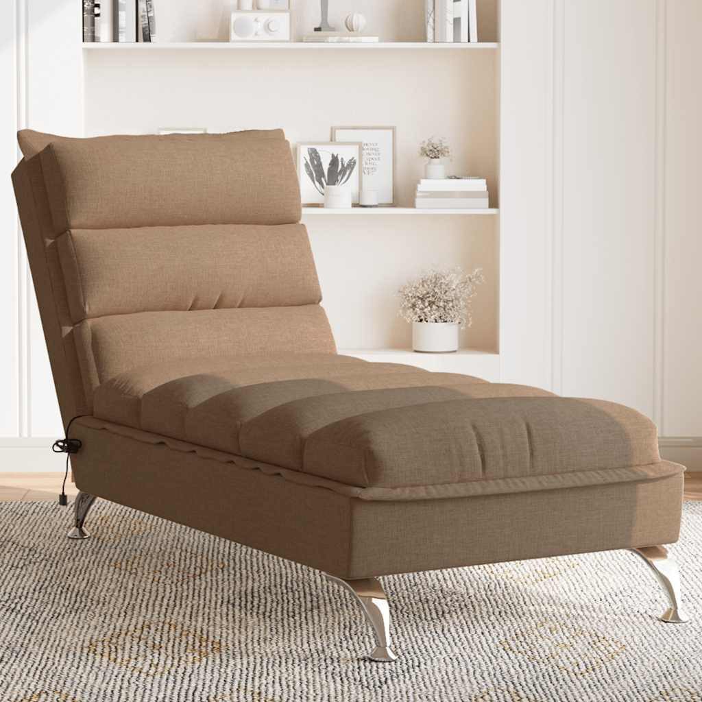 vidaXL Chaiselongue Massage-Chaiselongue mit Kissen Braun Stoff, 1 Teile