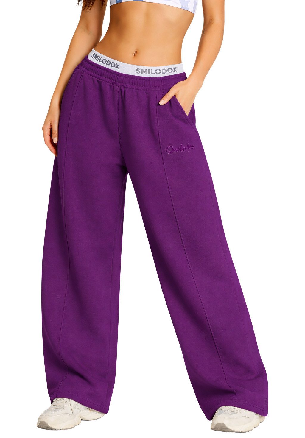 Smilodox Jogginghose Damen Siara, Bequeme Freizeithose mit Seitentaschen Trainingshose mit verstellbarem Beinabschluss