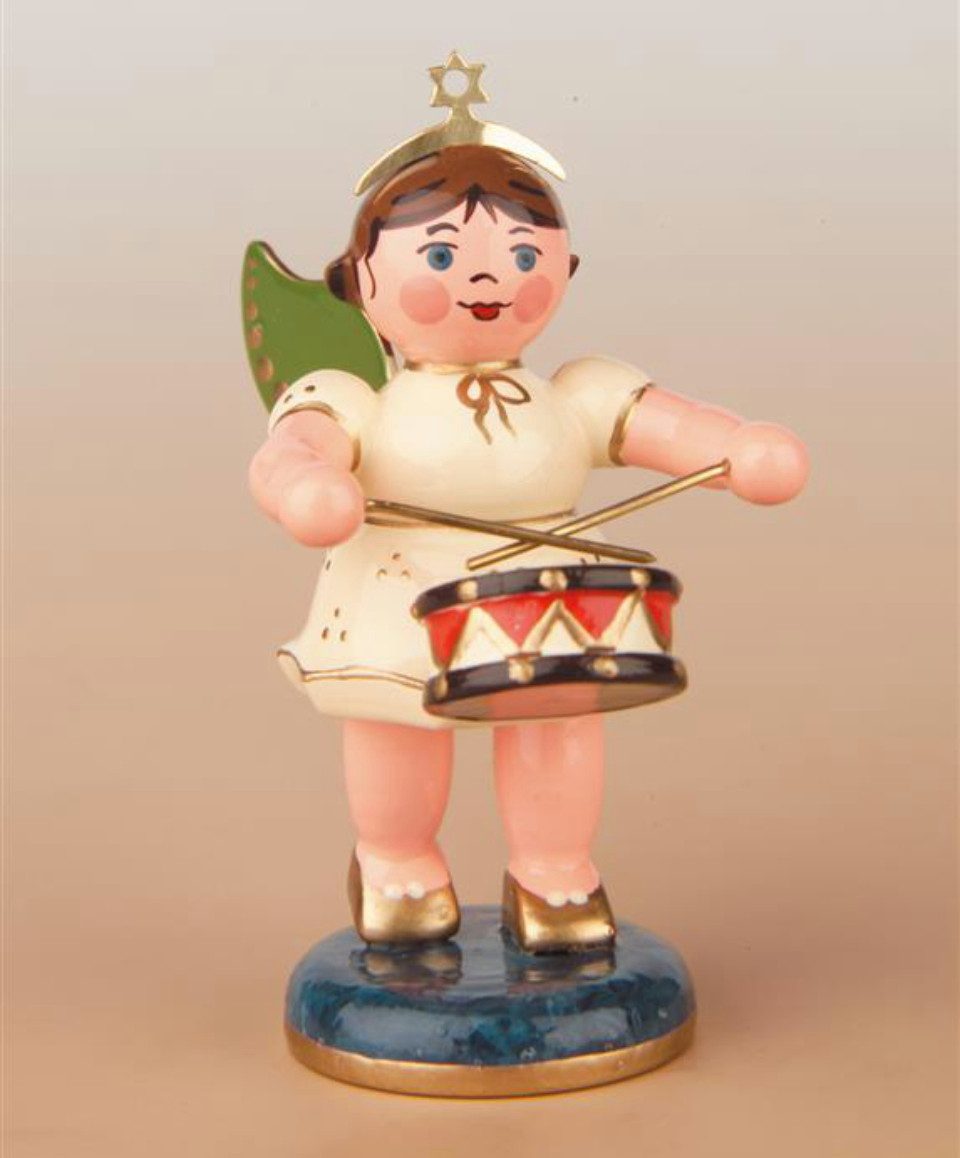 Hubrig Volkskunst Zschorlau Erzgebirge Engelfigur Hubrig Engel mit Trommel