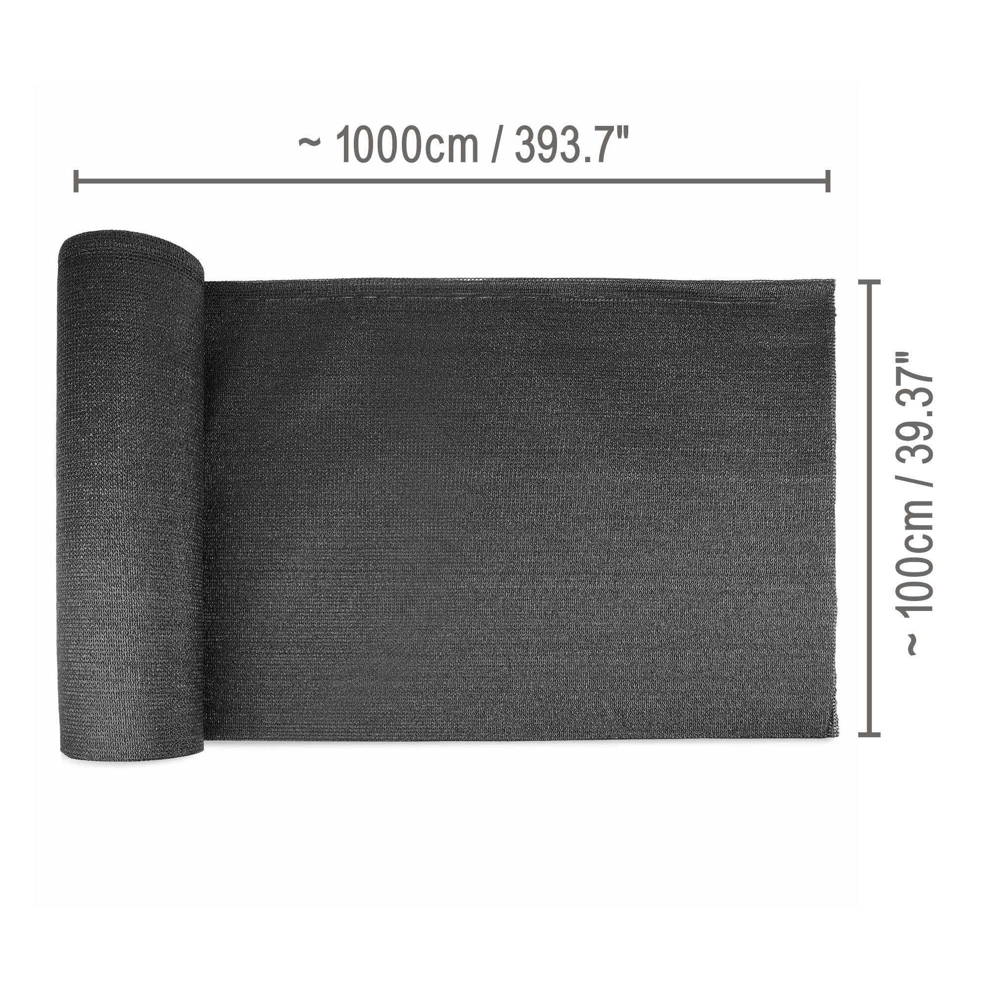 Sol Royal Sichtschutzzaunmatten Schattennetz 10m x 1m Schattiergewebe 165g/m² SG80, Anthrazit, Blickdichter Sonnenschutz mit UV-Schutz mit Kabelbinder HDPE – Bild 2 von 5