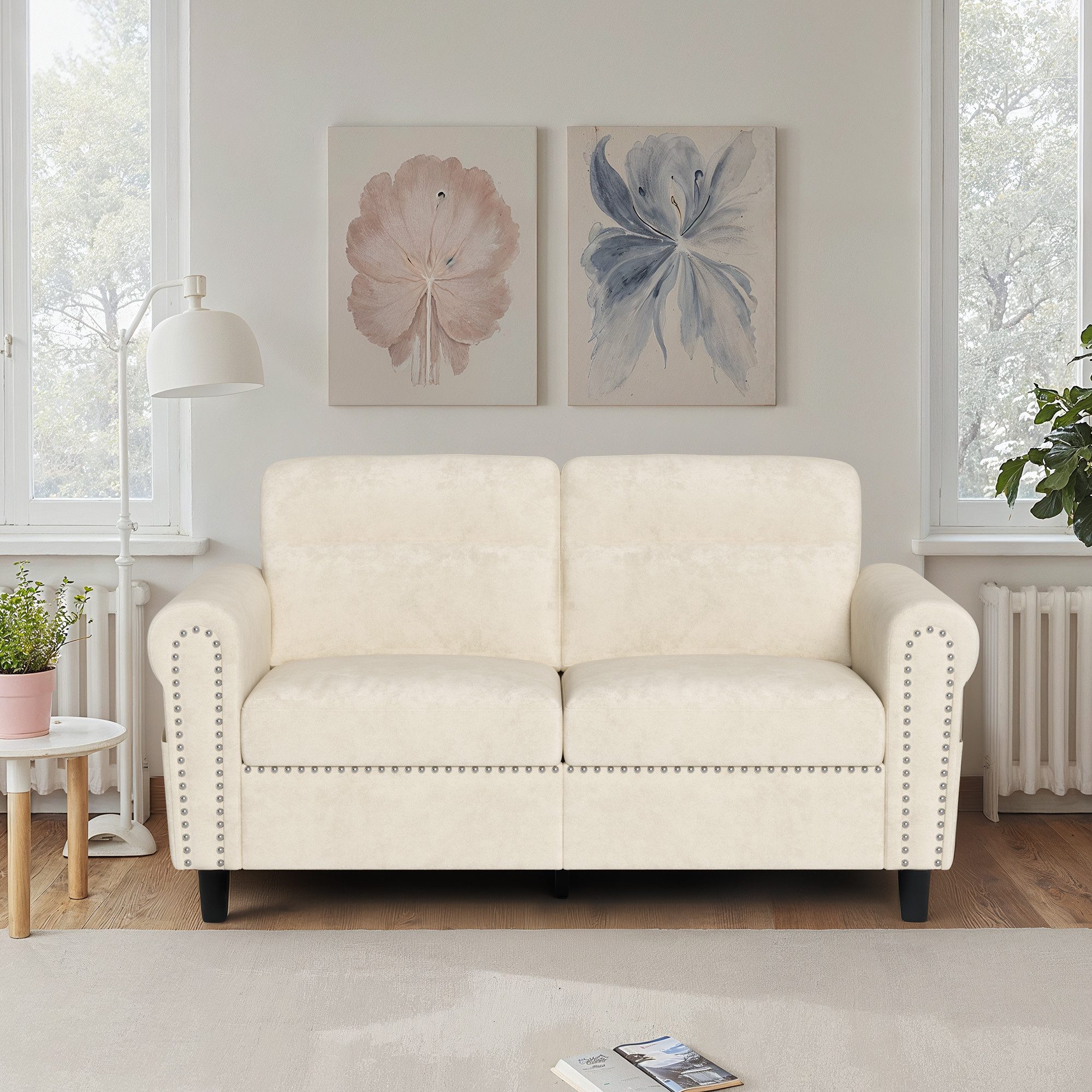 Bealife 2-Sitzer Kleine Couch, mit Armlehne und Seitentasche, 152 x 76 x 84 günstig online kaufen