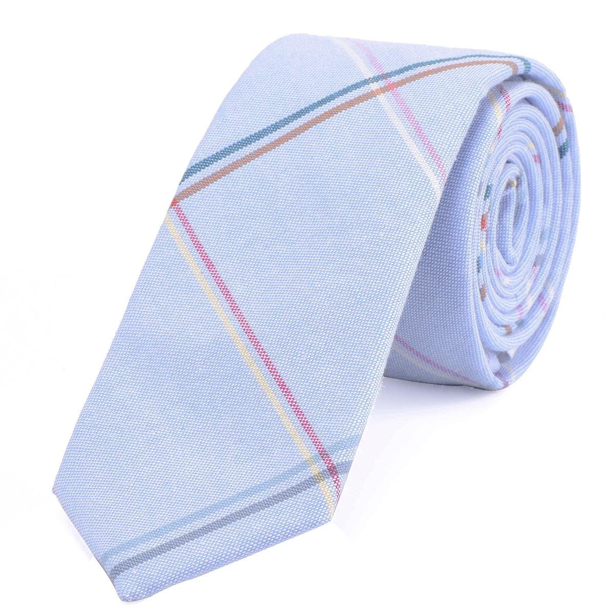 DonDon Krawatte Herren Krawatte Baumwolle, Büro cm festliche oder für 1x Veranstaltungen gestreift kariert hellblau Krawatte) gestreift, oder 6 (Packung, 1-St