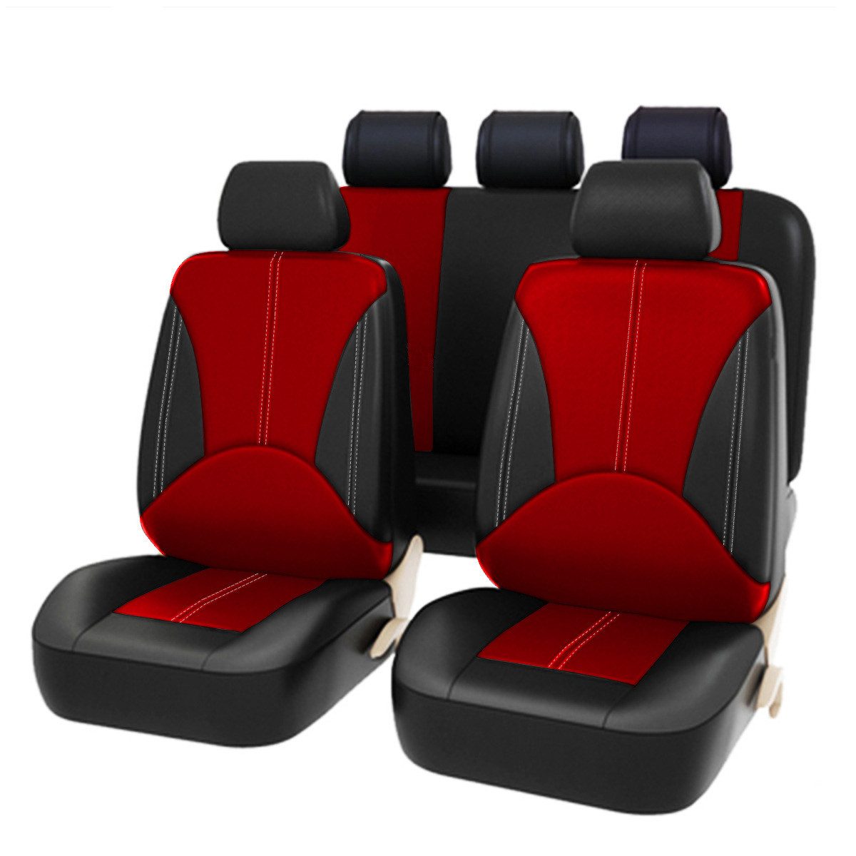 GarveeMore Autositzbezug Autositzbezüge Kunstleder Universal 5-Sitzer für alle Jahreszeiten