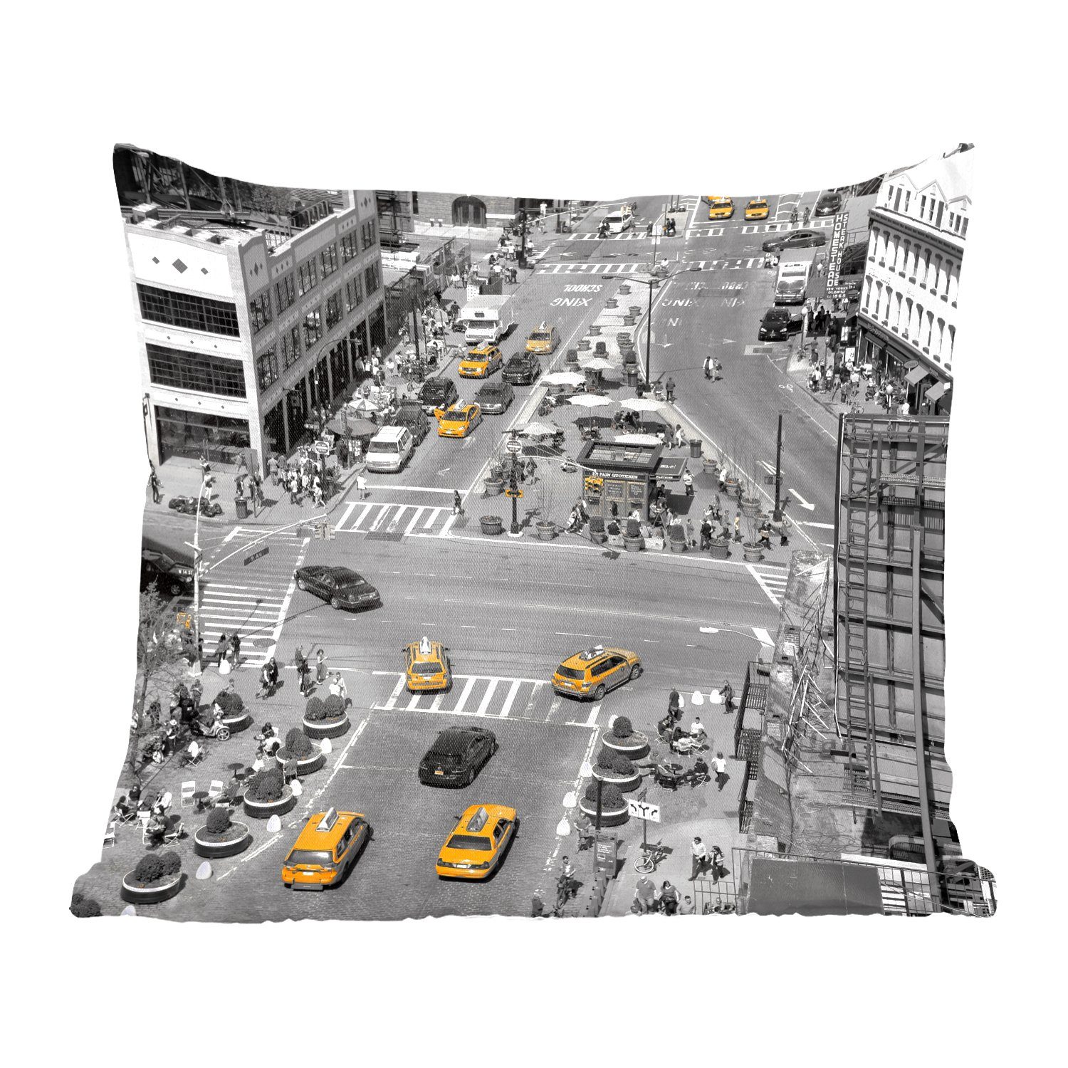 MuchoWow Dekokissen Schwarz-Weiß-Luftaufnahme von Manhattan in den USA, Zierkissen mit Füllung für Wohzimmer, Schlafzimmer, Deko, Sofakissen