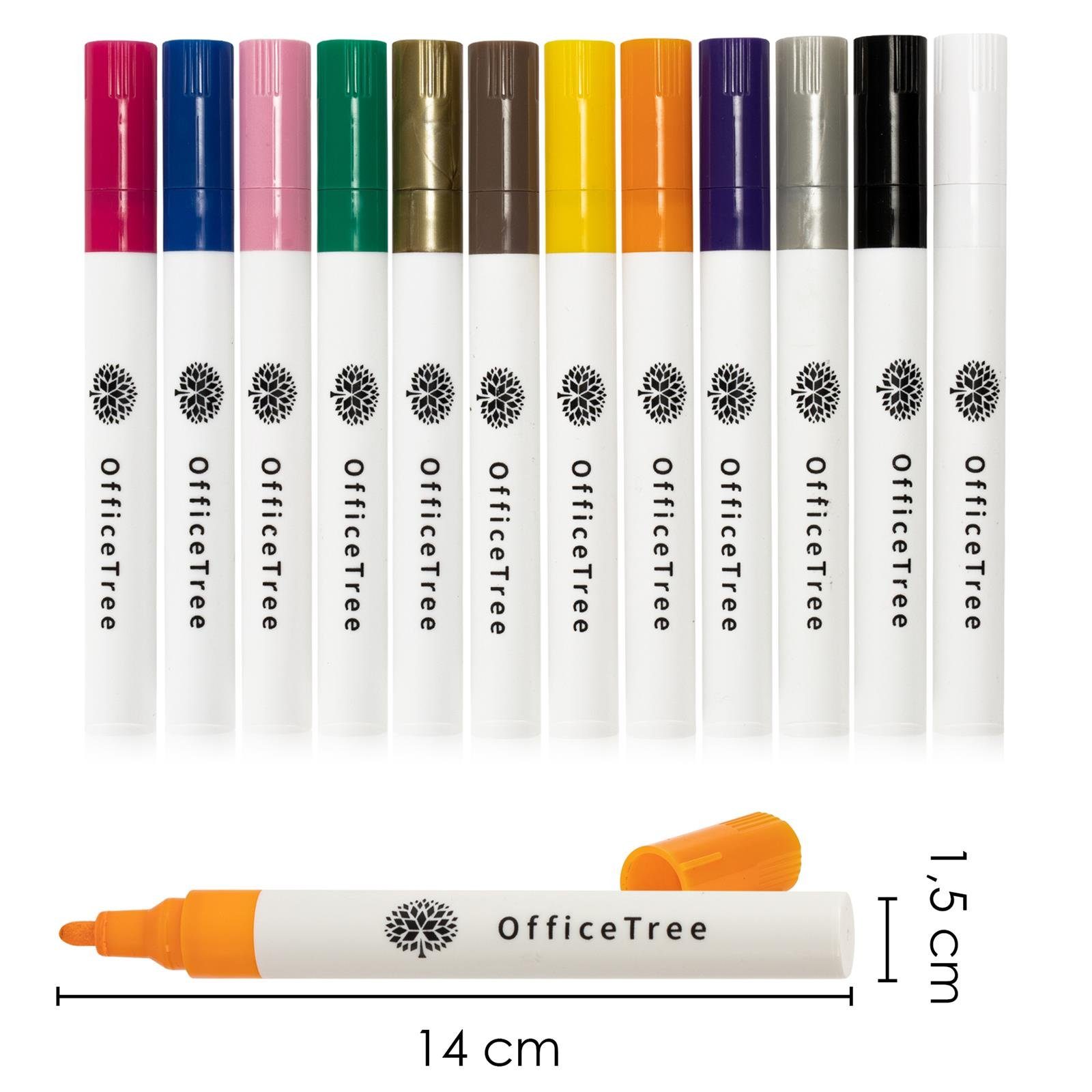 OfficeTree Malkreide Porzellan Stifte 12 Stück, (12er Set), Porzellan und Glas Stifte Set auf Wasserbasis