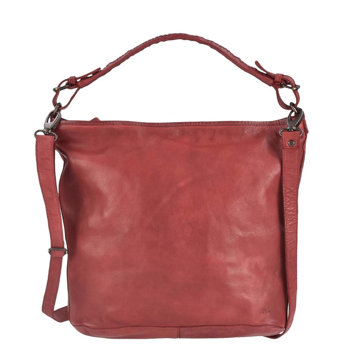 Bear Design Umhängetasche "Tess" Cow Lavato Leder, Handtasche, Shopper, Schultertasche 36x31cm, knautschiges Leder in rot