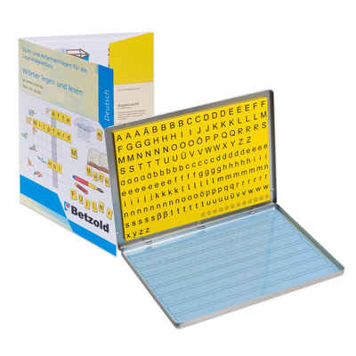 Betzold Lernspielzeug Lese-Magnetbox Sprachförderung 213 Buchstaben + 32 Arbeitsblätter