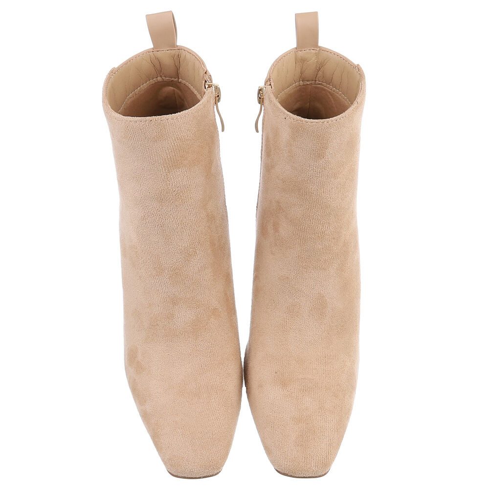 Ital-Design Elegante Ankle Boots mit Blockabsatz für Damen High-Heel-Stiefelette (90542793) Blockabsatz Stiefeletten in Beige – Bild 4 von 5