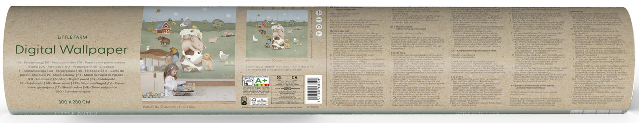 LITTLE DUTCH Vliestapete Little Farm, glatt, neutral, (1 St), 280x300cm (LxB) ca. 8,4m2